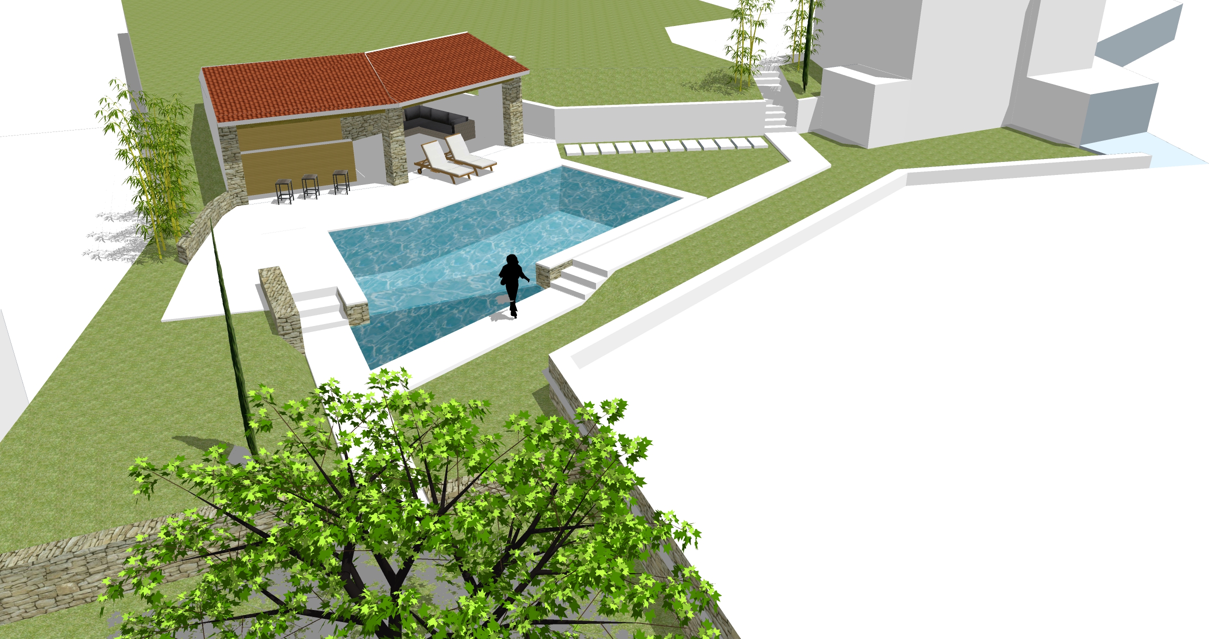 Projet piscine à débordement + création pool house
